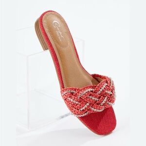 Woman’s Comfort EST. 1946 Raffia Bling Braid Band Sandals Sz 9 New